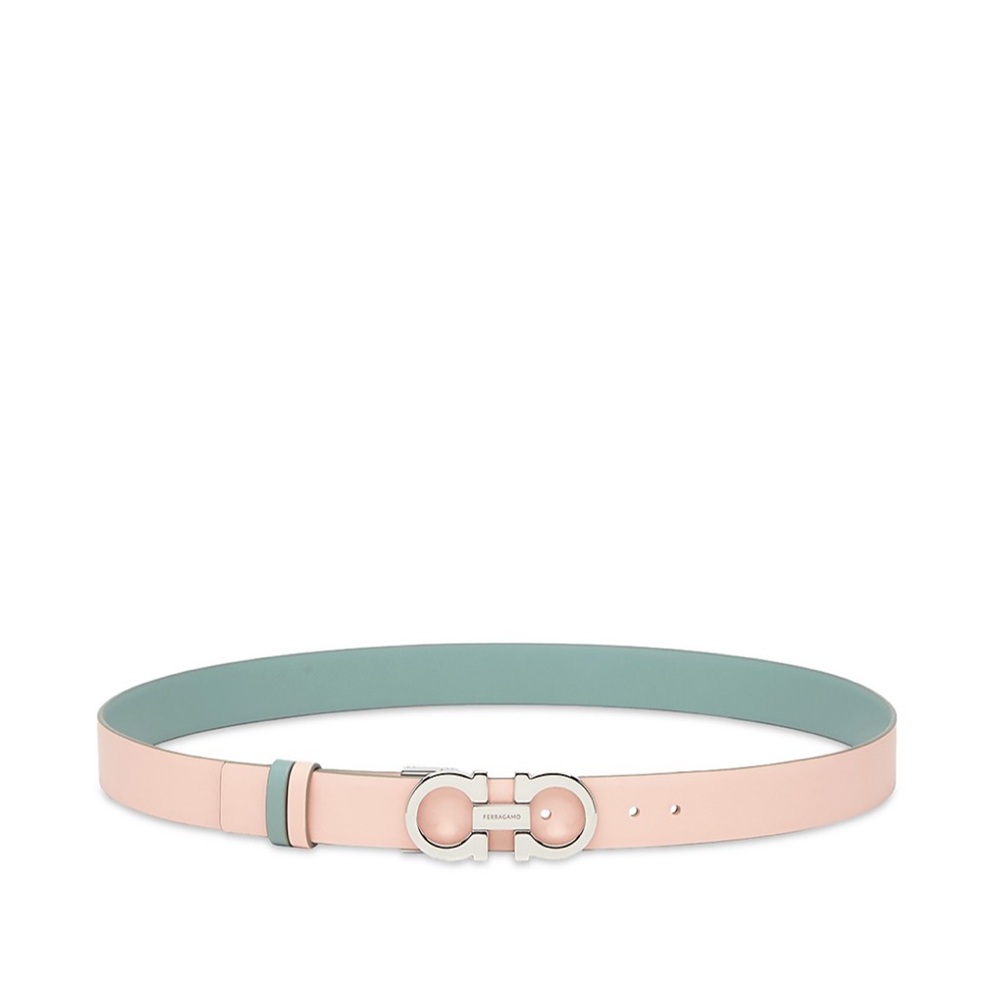 FERRAGAMO Gancini Mediterraneo Reversible Leather Belt beautiful pastel color